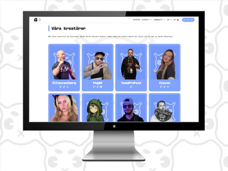 Screen with the Creators page